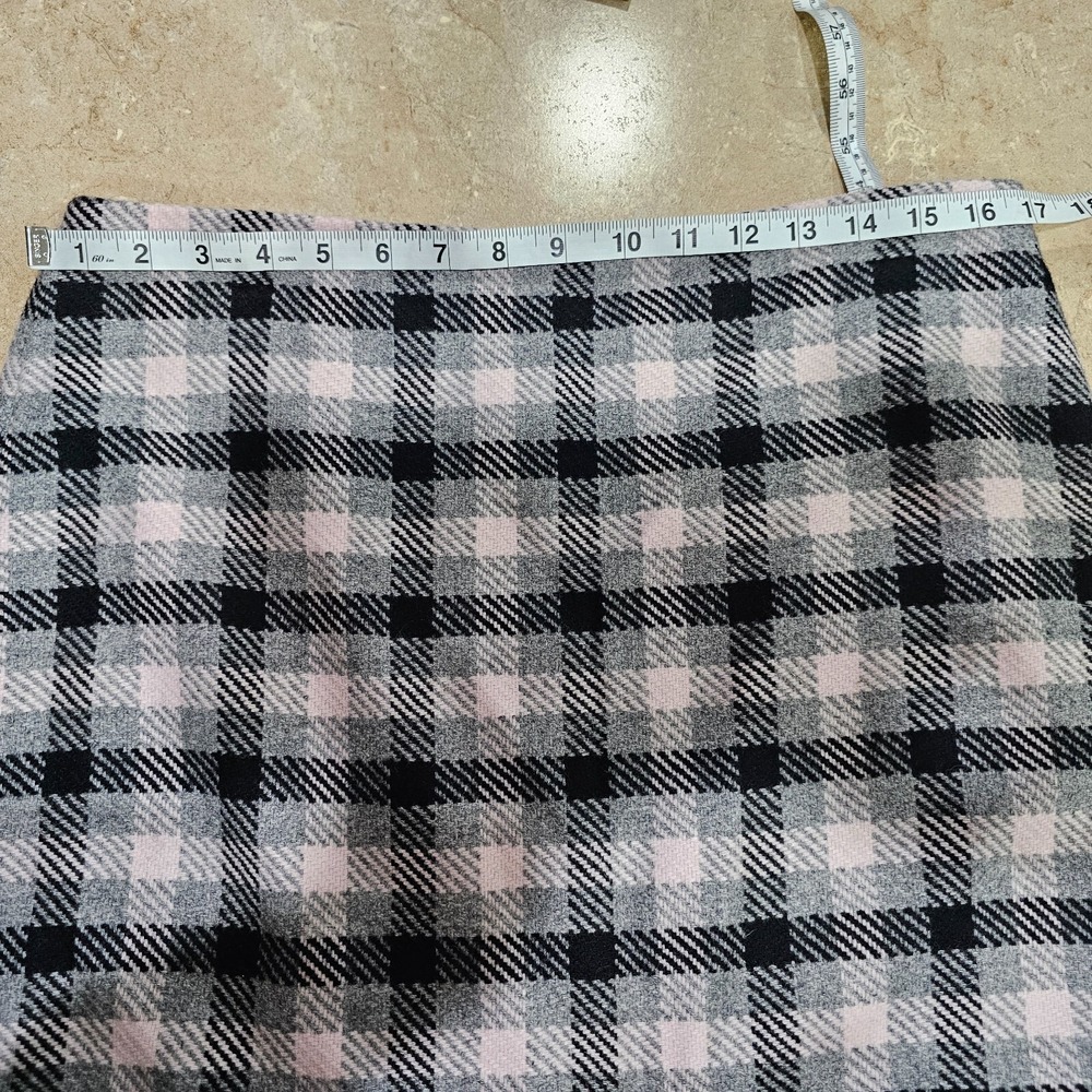 Talbots Plaid Mini Skirt Womens 12P Pink Grey Wool Blend Tweed A-Line NWT - Picture 3 of 5